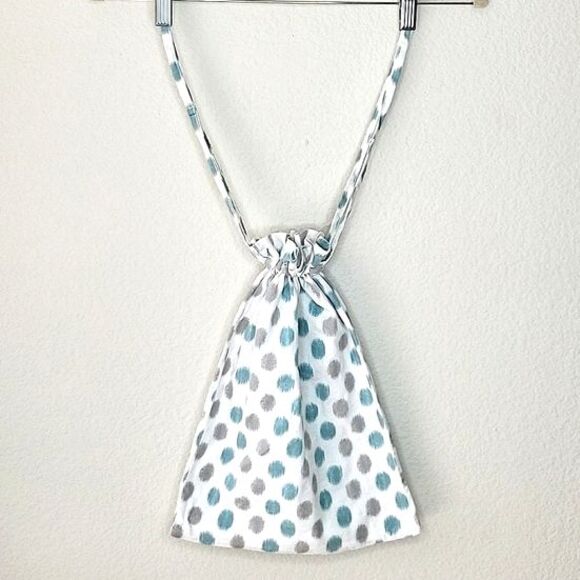 White Blue Gray Polka Dot Drawstring Bag - Picture 2 of 4
